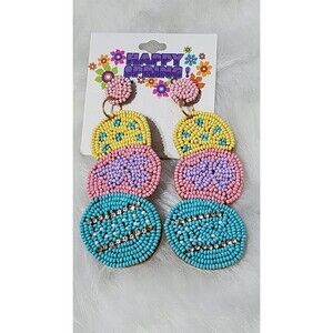 NEW Easter Sead Beaded Rhinestone Dangle Earrings